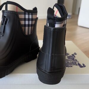 Burberry Black and Plaid Ankle Boots